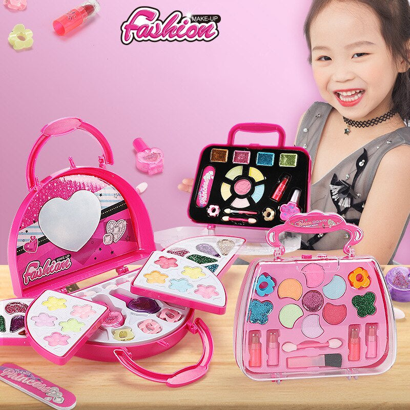Children's Makeup Kit Washable Cosmetic Princess Pretend Play Set with Handbag for Children Girls Handbag Makeup