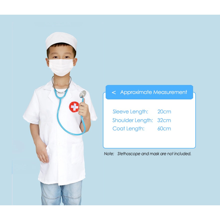 Unisex Kids Doctor Nurse Uniforms Role Play Costume for Girl Boys Nurse Doctor Surgeon Coat Children Cosplay Party Toys