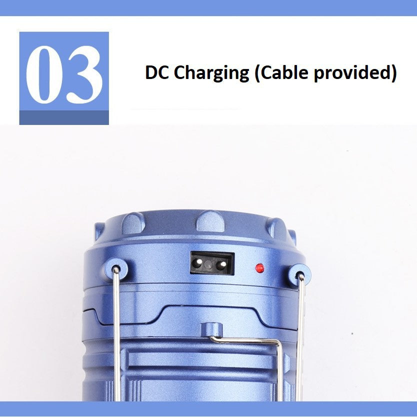 Solar Rechargeable Camping Lantern Hiking Tent Light Flashlight USB Camp Compact Emergency Outages And Blackouts Light