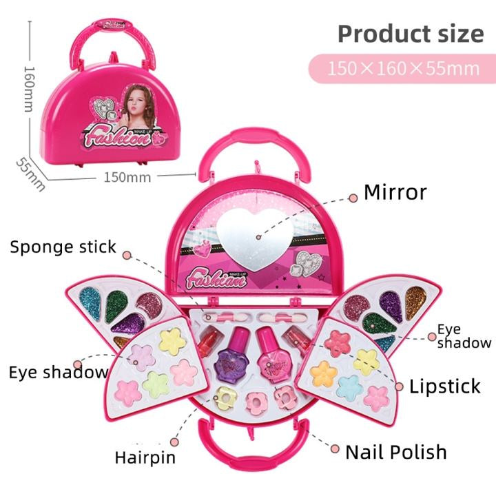 Children's Makeup Kit Washable Cosmetic Princess Pretend Play Set with Handbag for Children Girls Handbag Makeup