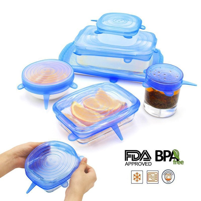 Silicone Stretch Lids 6 sizes-in-1 stretchable to seal bowls lid