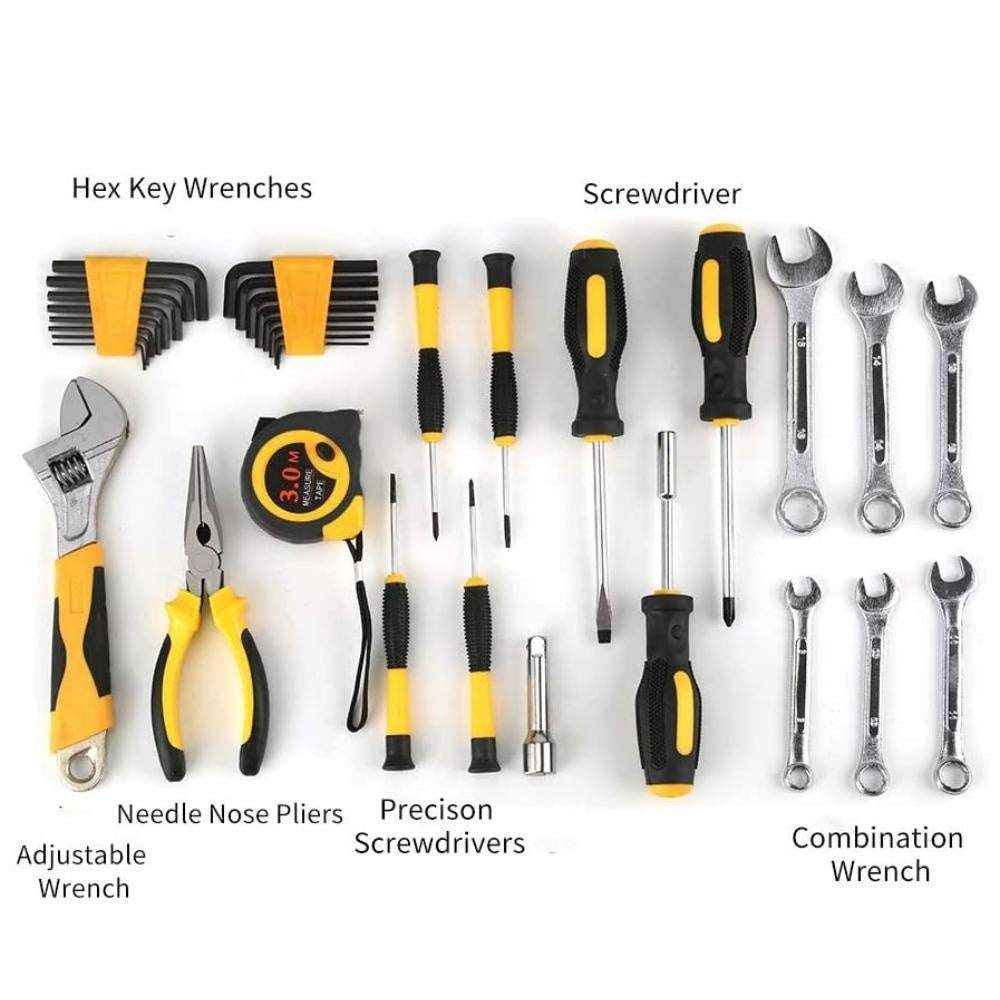 108pcs All That You Need Tool Kit Set Tools - Screwdriver, Socket, Hammer, Wrench, Ratchet Manual Hardware Tool Box