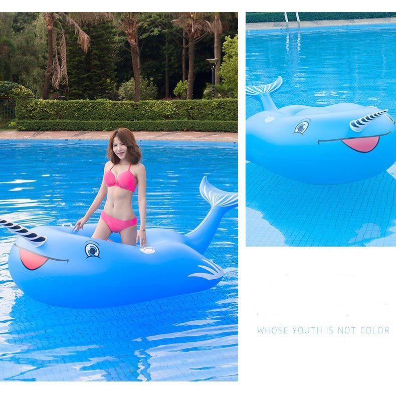 Whale Narwhal Floatie Floating Inflatable Pool Float For Kids Adult Float Raft Water Floating Boat Ride-On Swimming