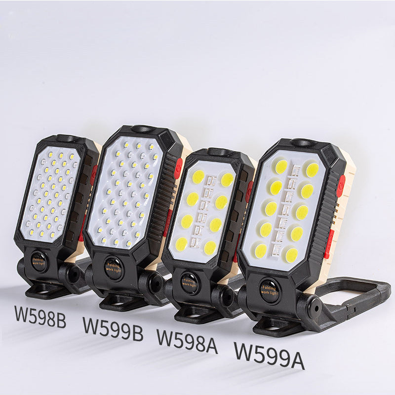 USB Rechargeable Portable LED Flashlight COB Work Light Adjustable Waterproof Camping Lantern Magnet Design ,Built-in Battery