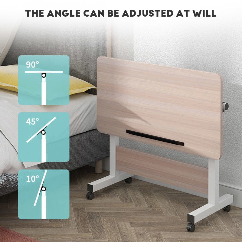 Folding Side Table Mobile Laptop Table Computer Study Desk Adjustable Study Desk With Wheels Foldable Bedside Table