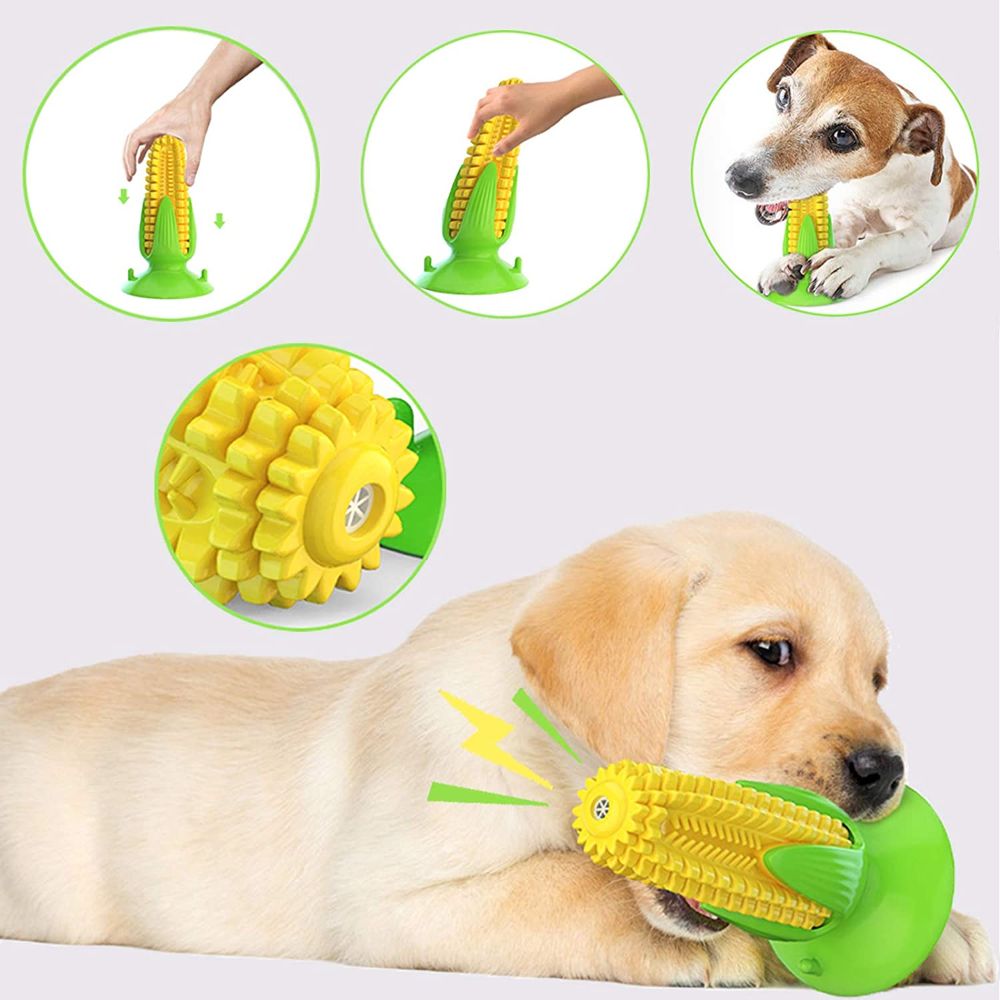 Dog Corn-Shaped Toy With Suction Cup Puppy Chew Cleaning Dental Toy Pet Molar Stick Bite Resistant Interactive Interest