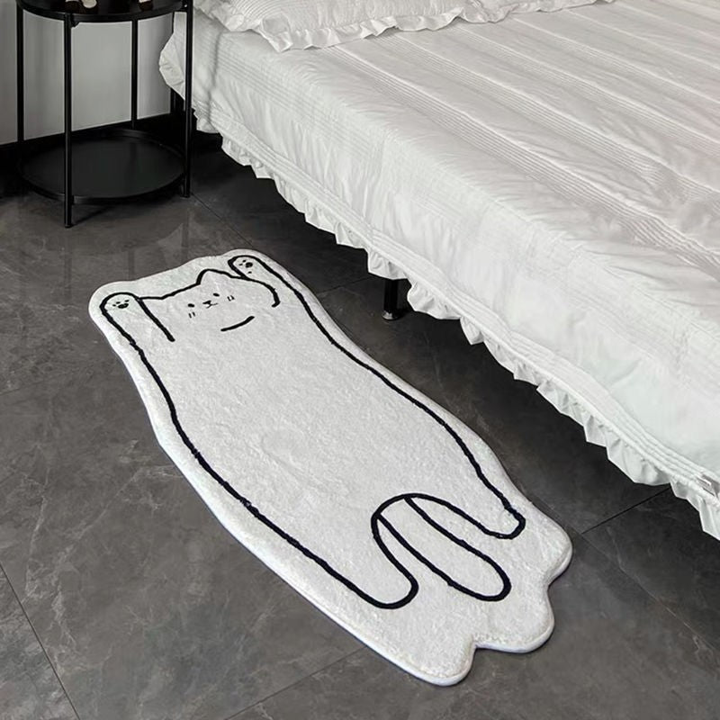 Ins Cartoon Cute Floor Mat Non-slip Rug Long Plush Door Mat Bedroom Bedside Carpet Children Cute Room Decor Lovely Furry