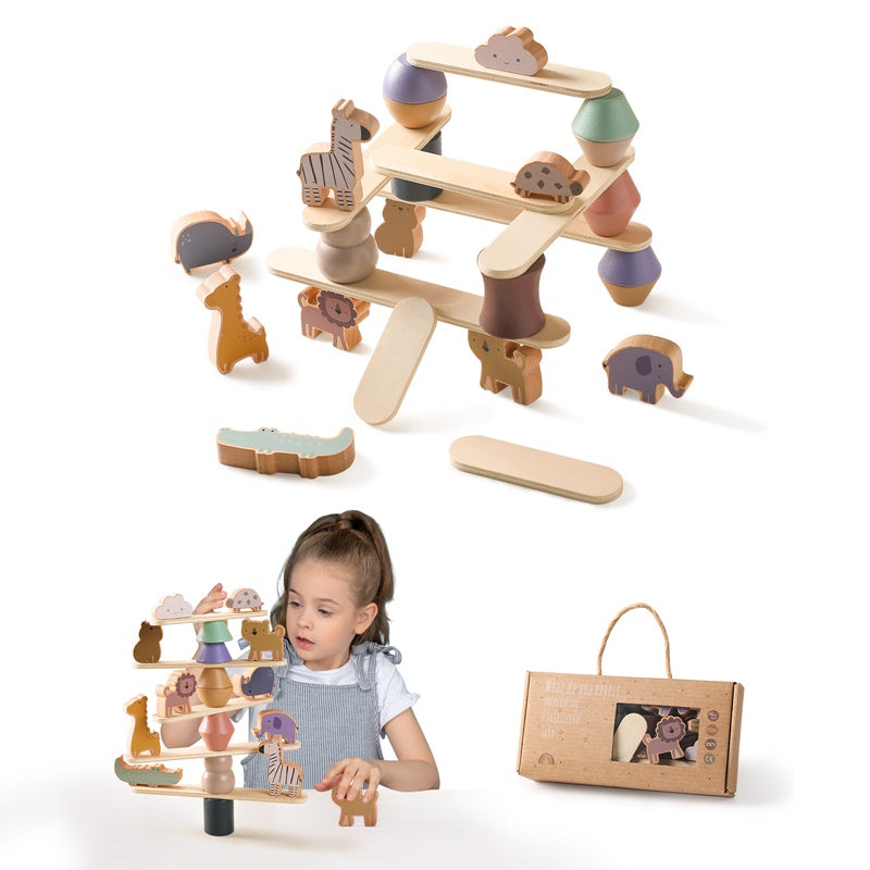 1Set Montessori Toys Busy Board Games Balancer For Children Learning Education Baby Memories Animal Shape Stacking Toys