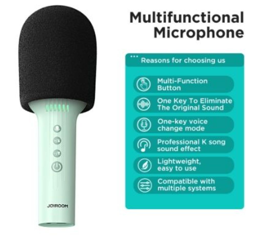 2 in 1 Karaoke Mic With Speaker Bluetooth Wireless Microphone Audio With 4 Sound Modes and 8 Hours Singing Wireless
