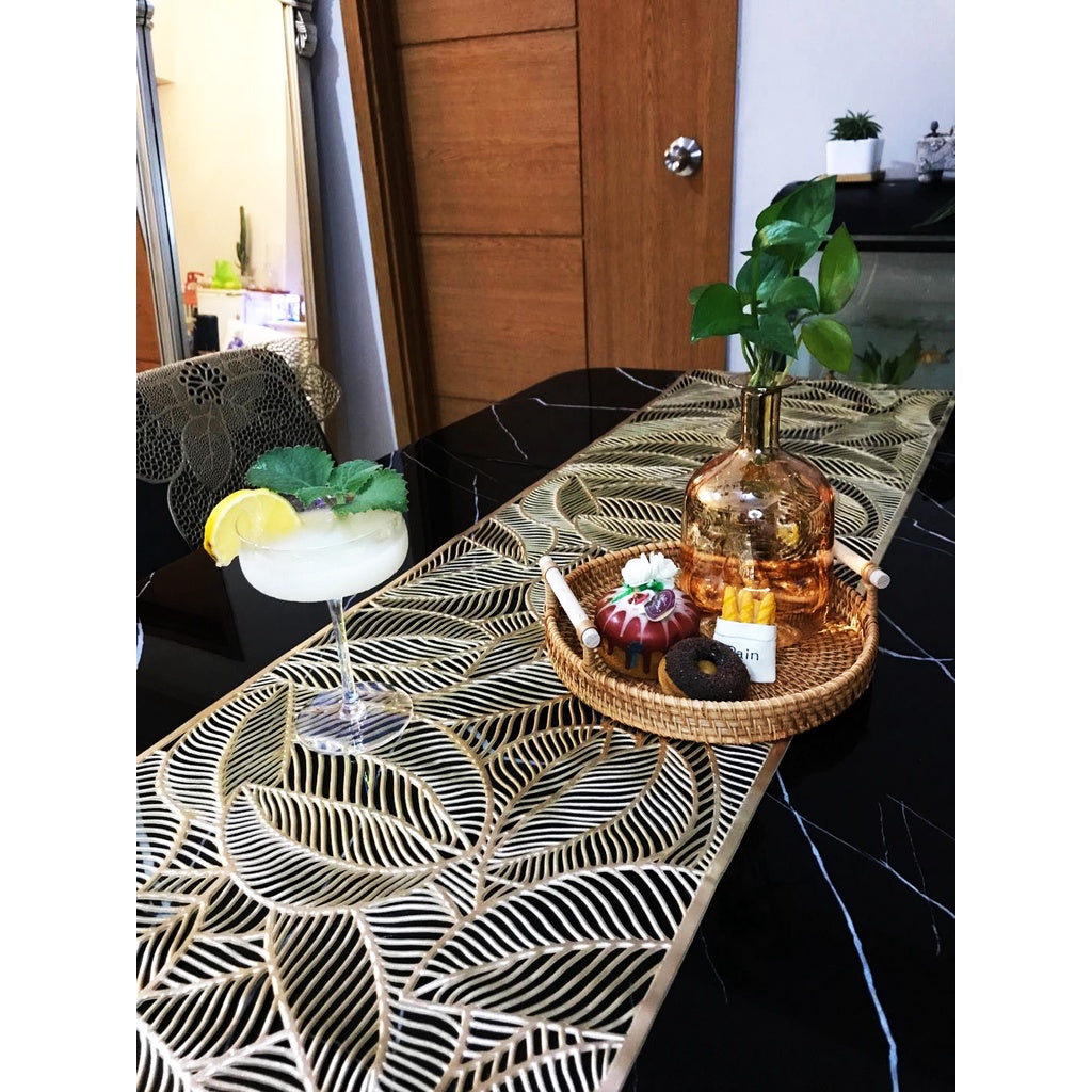 Placemat Rectangular Leaf Hot Stamping Heat Insulation Placemat Nordic Style Table Mat PVC 30x45cm