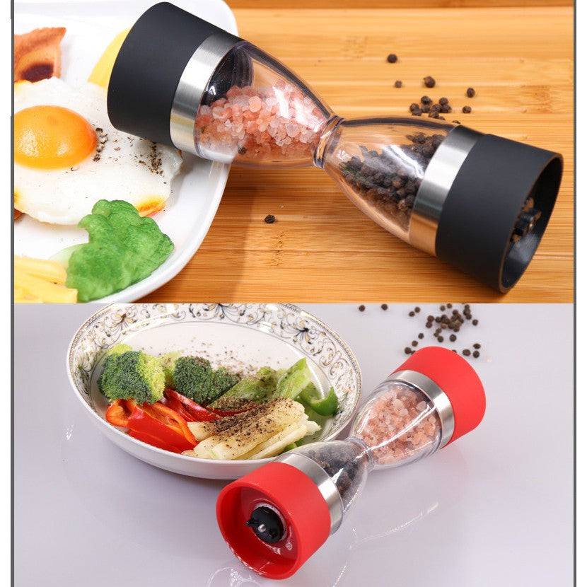 2-in-1 Salt pepper spice grinder seasoning mill shaker kitchen container hourglass ceramic