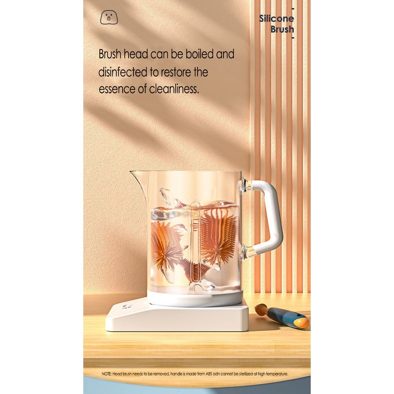 3 In 1 Soft Silicone Bottle Brush 360 Degree Rotary Nipple Brush Baby Bottle Teat Straw Cleaner Multipurpose Set Babies