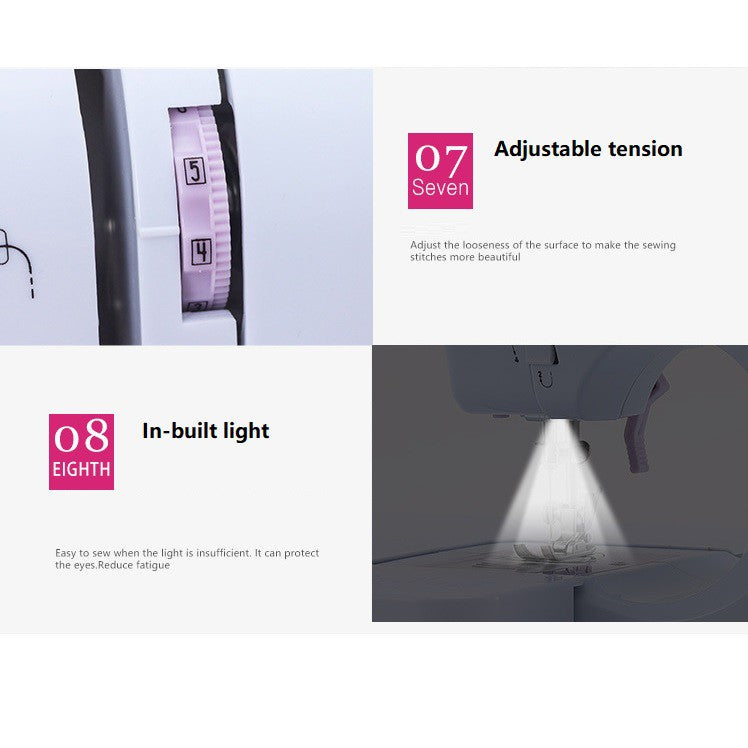 Upgraded Sewing Machine (12 stitches) 3 pin plug warranty needle thread can add Sewing Kit