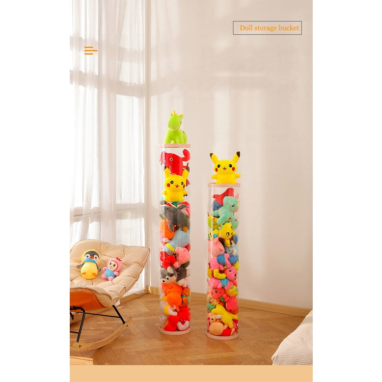 Doll Storage Bucket Soft Toys Container Plastic Storage for Cuddly Toys Transparent PVC Storage Container Basket