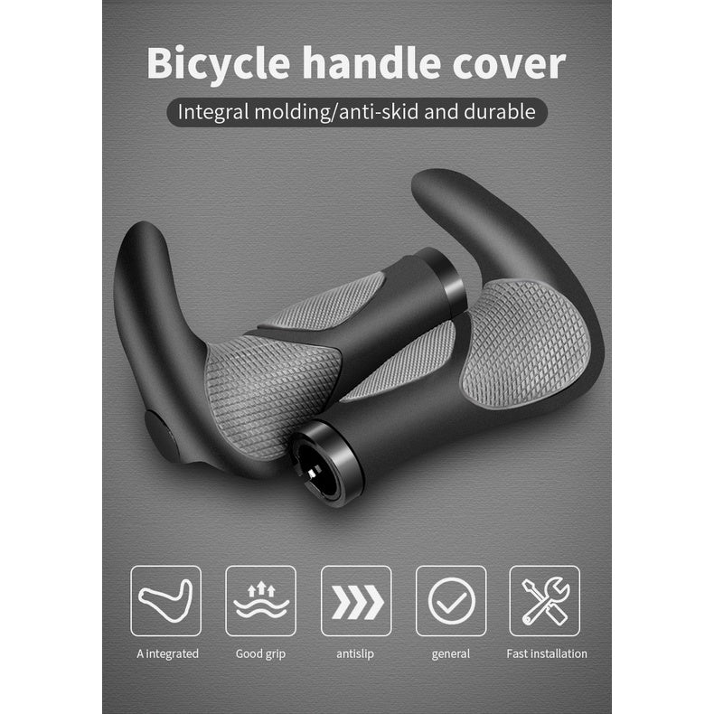 Pair of Comfortable Soft Palm Print Bicycle Handle Grip Ergonomic Bike Handlebar Cycling Durable Anti-slip Rubber Grip