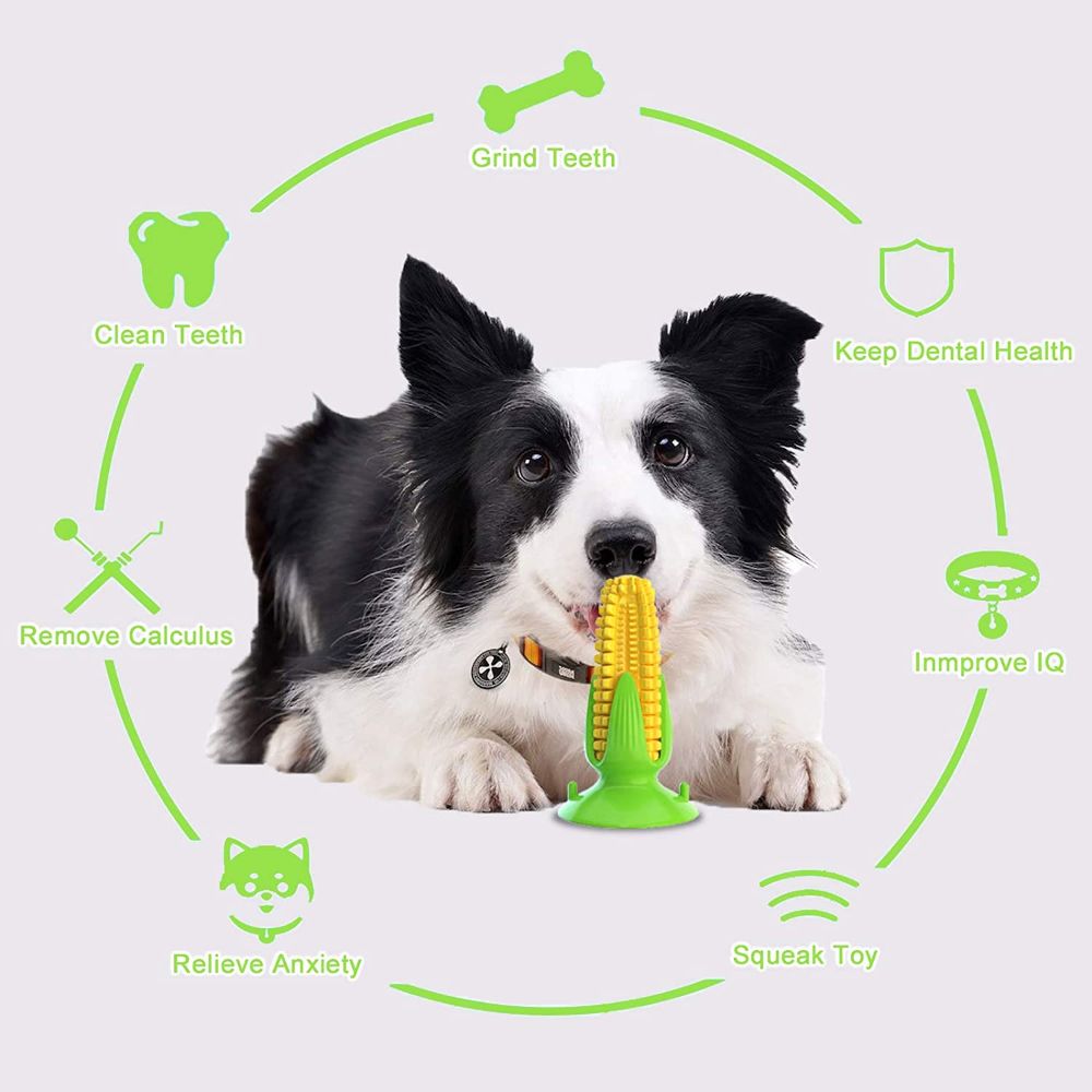 Dog Corn-Shaped Toy With Suction Cup Puppy Chew Cleaning Dental Toy Pet Molar Stick Bite Resistant Interactive Interest
