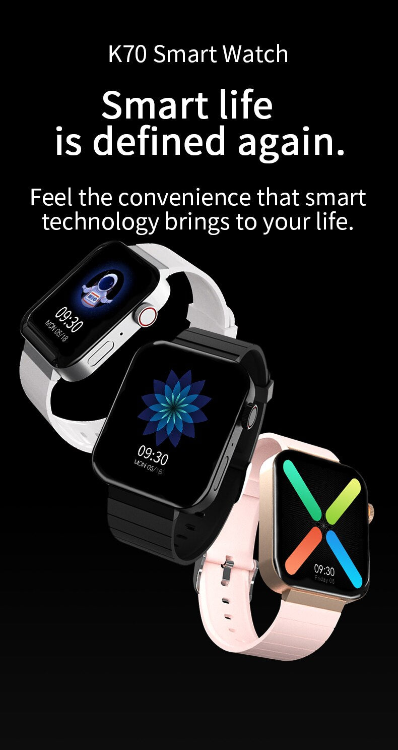 K70 Smart Watch Men Women 2021 Bluetooth Call Fitness Tracker Waterproof Sports Music Smartwatch
