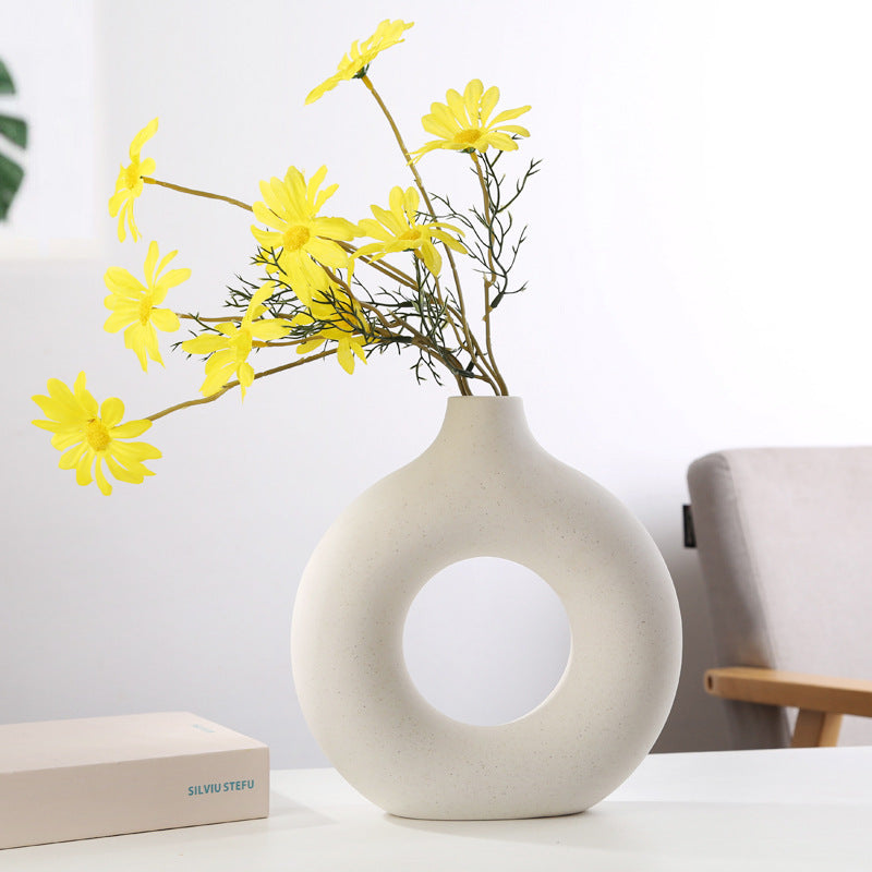 Round Vase Ceramic Vase Nordic Style Ornaments Dried Flower Vase Ceramic Crafts Home Decoration Multicolor