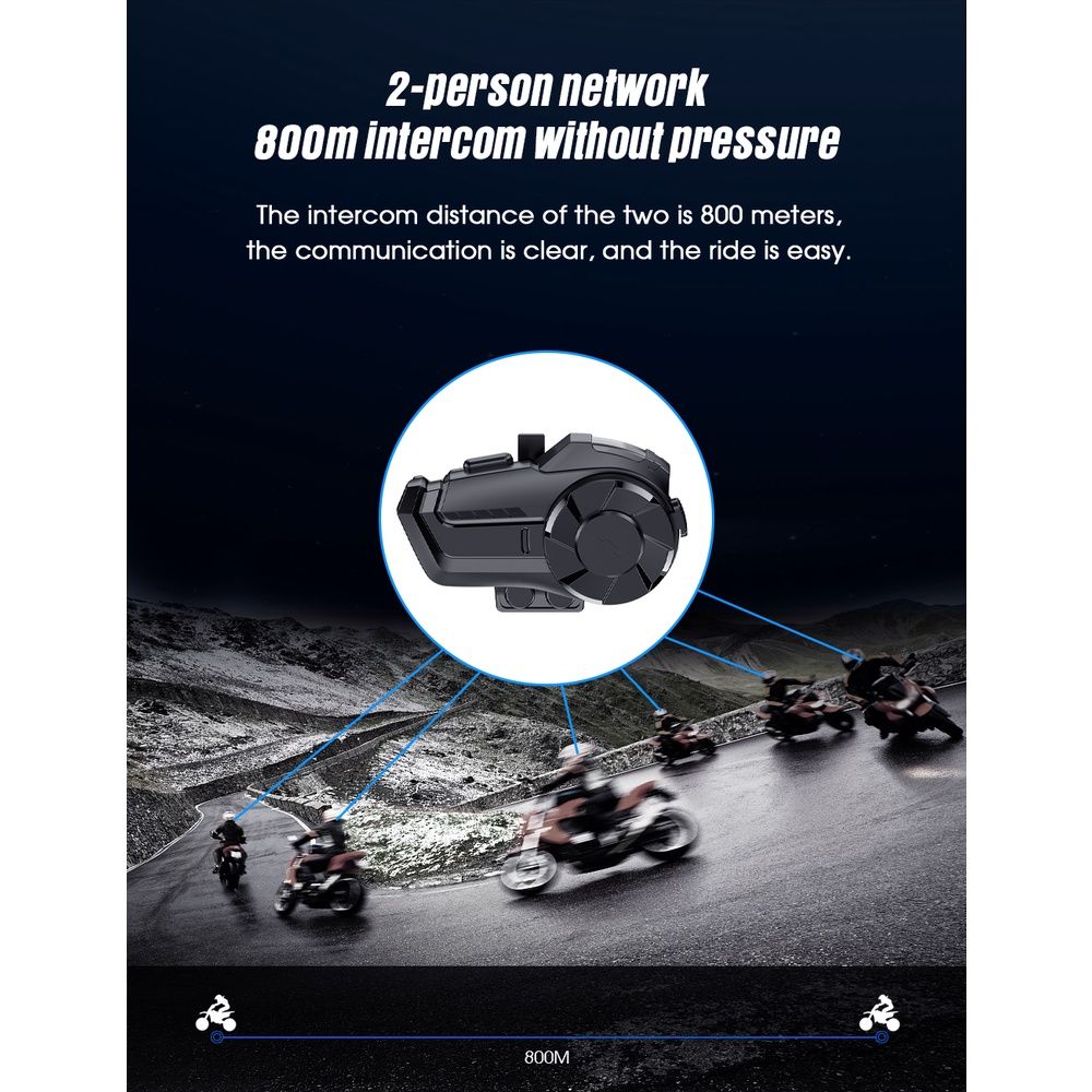 1Pcs Motorcycle FM Radio Helmet Intercom Headset 800M HY-1001 Talking Bluetooth 5.0 Headset with Microphone Waterproof