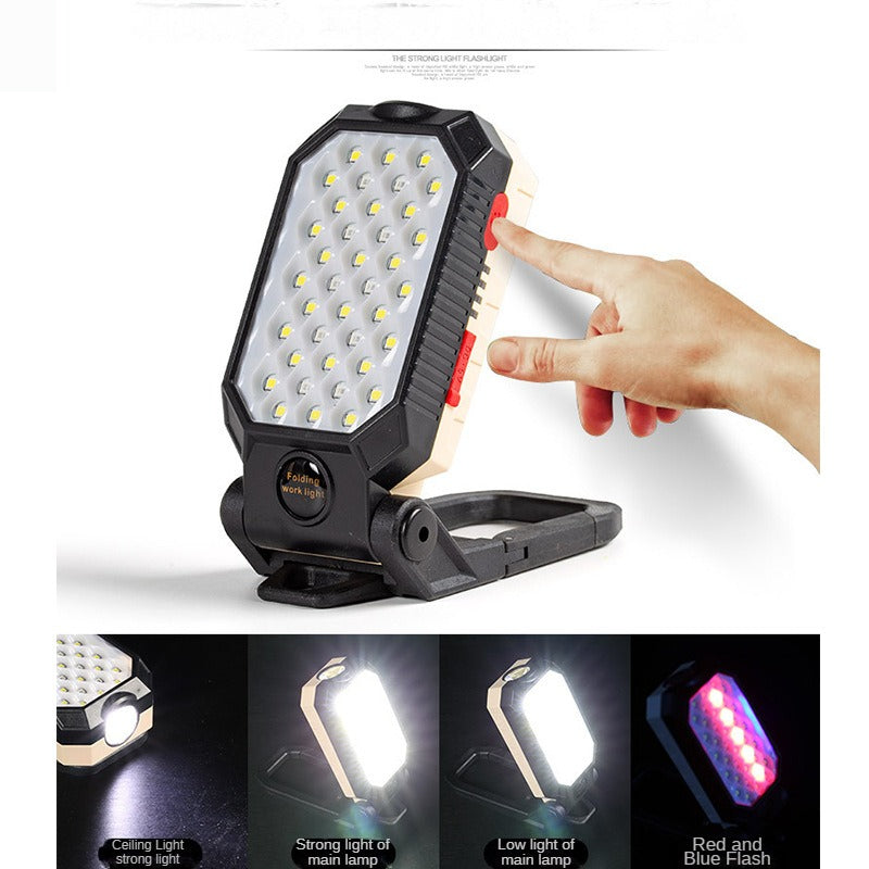 USB Rechargeable Portable LED Flashlight COB Work Light Adjustable Waterproof Camping Lantern Magnet Design ,Built-in Battery