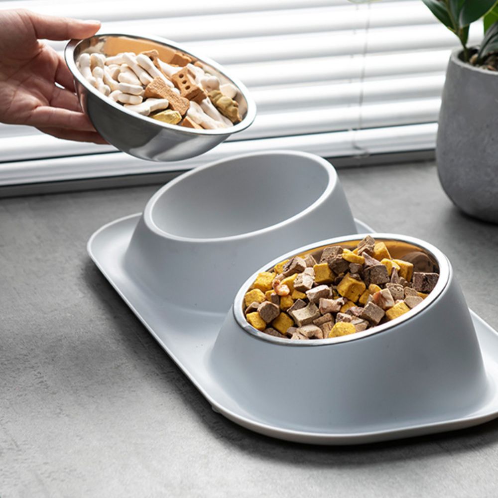 Raised Pet Dish Mess Proof Elevated Pet Bowl Dog Cat Food Water Bowls Leak proof Deepen And Widen Large Capacity Bowl