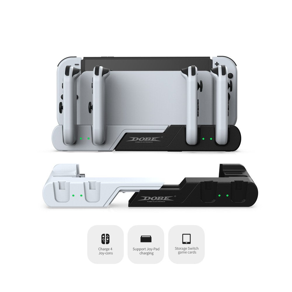6 in 1 NS Oled Controller Charging Dock Support 4 Joypad 2 Game Cards Charger Stand Station For NS Switch Joycons