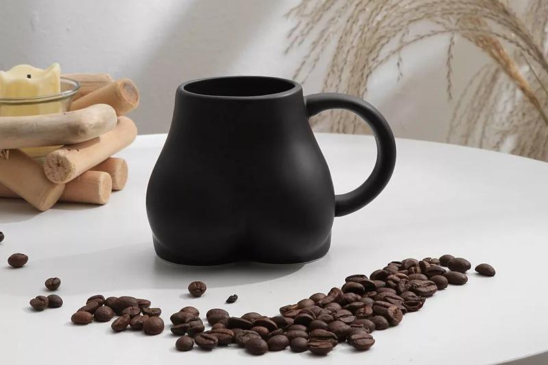 Creative Plump Cup With Sesame Glaze Ceramic Coffee Cup, Fun And Personalized Butt Mug, Niche Design, Korean Minimalist