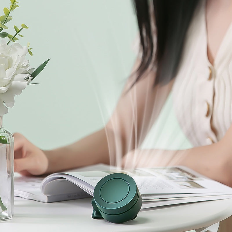 3 Colors Wearable USB Mini Fan Portable Mute Three Gears Wind Fans Adjustable Bladeless Clip-on Air Cooler 360 ° Adjust