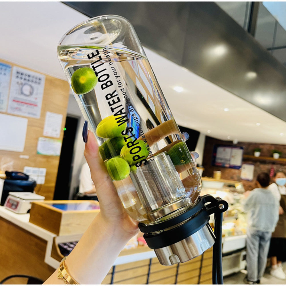 1500ML/1000ML Glass Water Bottle Tea Water Separation Glass Mugs Men and Women Glass Bottle Portable Outdoor Sport Water