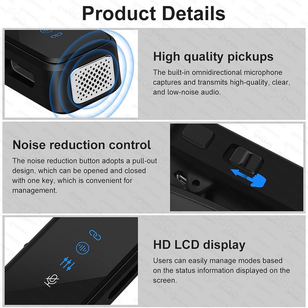 Wireless Lavalier Microphone Compact Portable Lapel Mic With Dual-Channel Recording LCD for iPhone Android Laptop Live