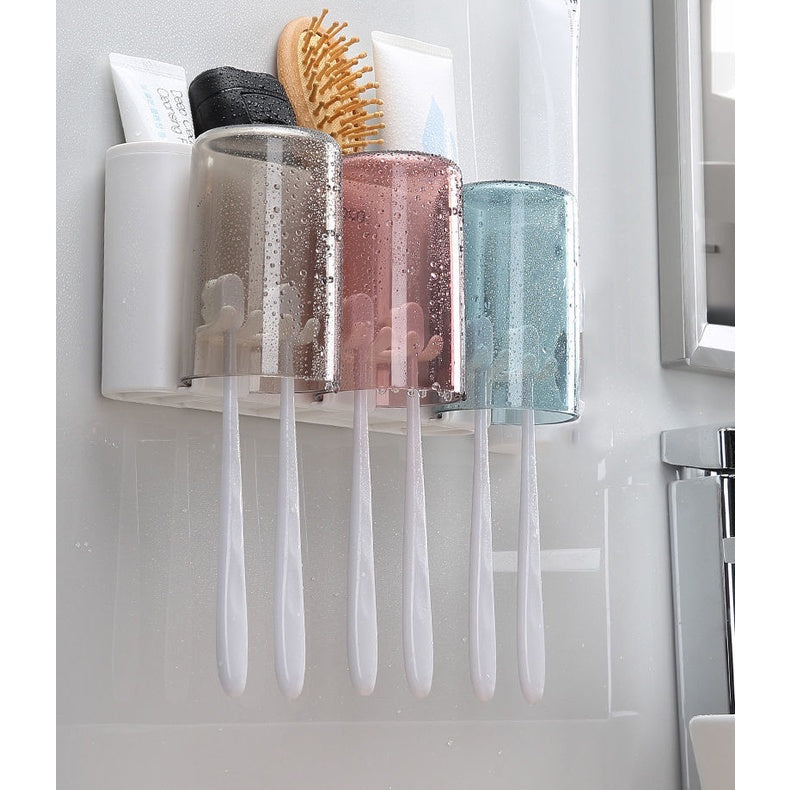 Copy of ECOCO Wall Mount Household Automatic Toothpaste Dispenser Toothbrush Holder Wall Mount Bathroom Accessories Set Rack