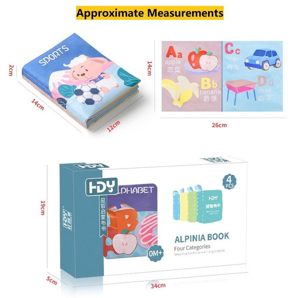 Children Chinese English Pinyin Bilingual Cloth Book Crinkle Sound Kids Storybook Educational Baby