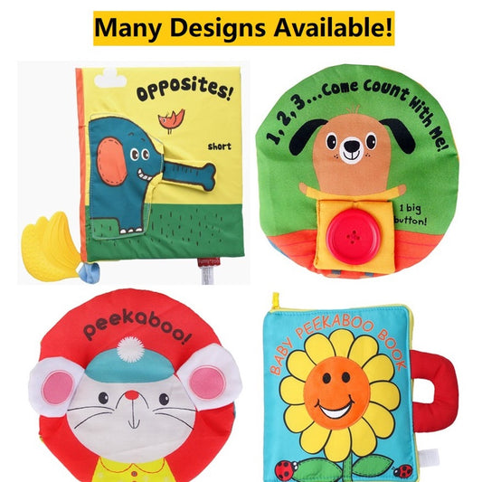 Baby English 3D Sensory Cute Cloth Books Kids Crinkle Sound Educational Crinkly