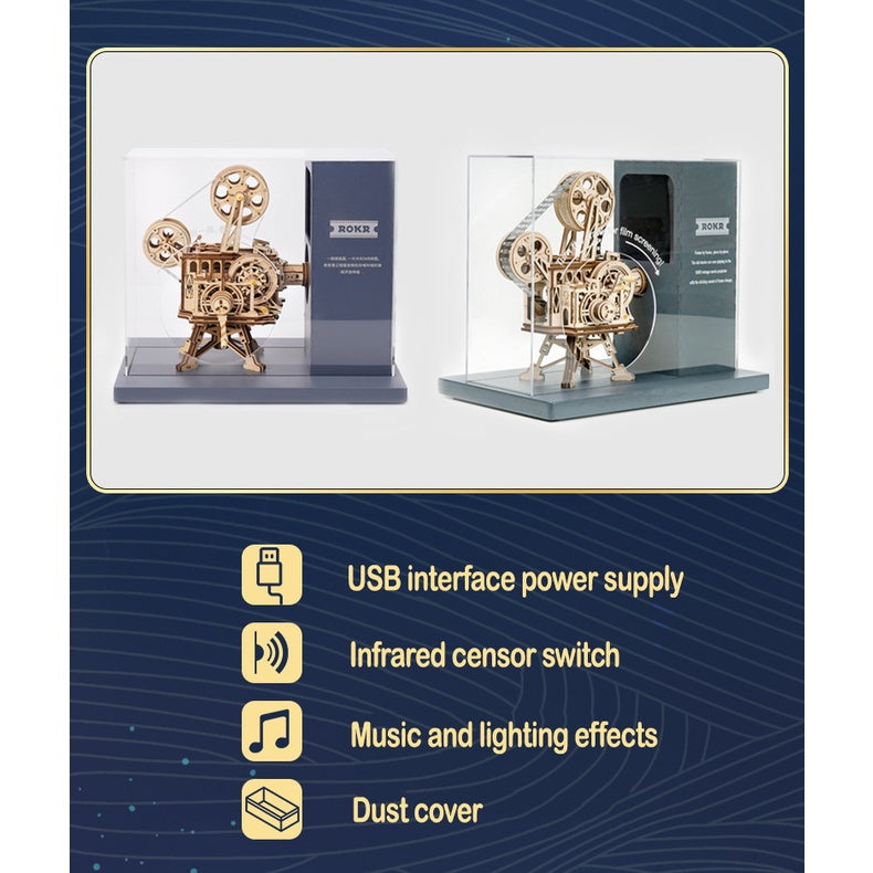 Robotime Vitascope LK601 Mechanical Movie Projector LK601 3D Puzzle DIY Wooden Building Block Kits Assembly Toy For Kids