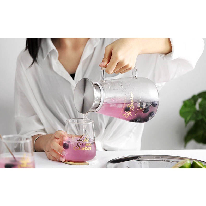 Household Water Jug Jar Kettle Flask Glass Heat Resistant Large Capacity Transparent Drinking Pitcher Glass Juice