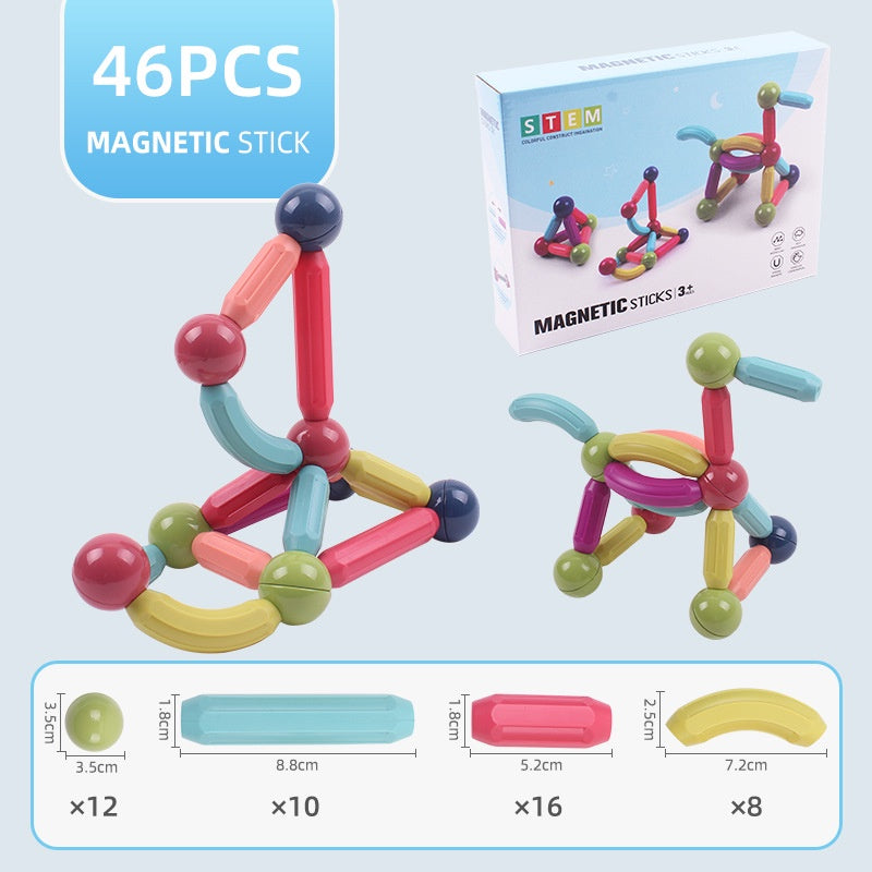 Magnetic Rods Set Building Blocks Sticks Magnet Puzzle Magnetic Sticks Construction Set STEM Educational Toy For Infants