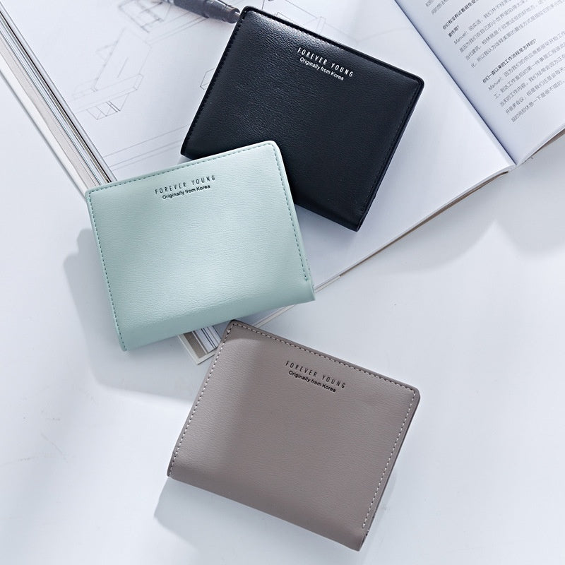 Forever Young Simple And Stylish Ultra-thin Wallet Women Short Purse Two Fold Student Wallets
