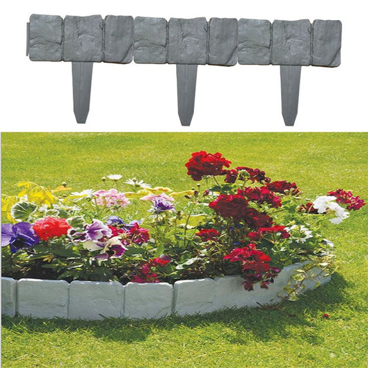 Copy of 10pcs Flexible Home Garden Edging Plastic Fence Stone Effect Lawn Yard Flower Plant Border Easy Installation