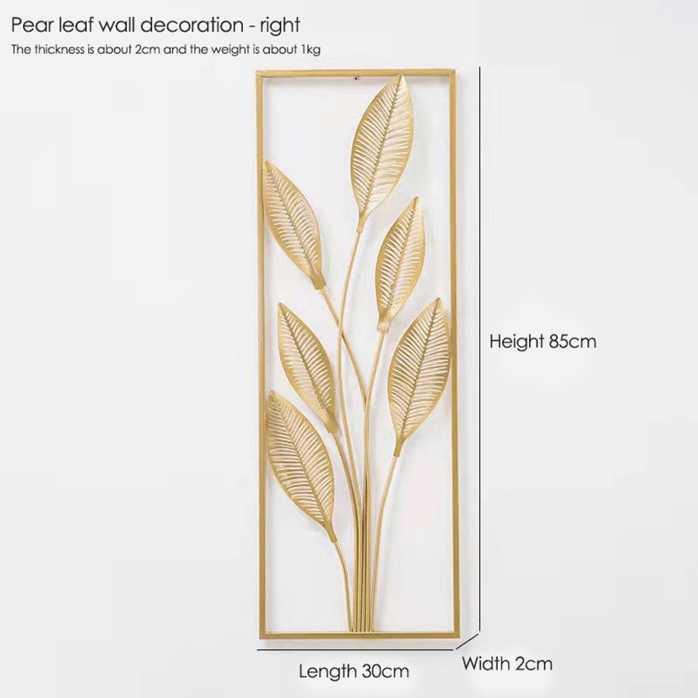 Elegant Gold Frame Pear Blossom Vivid Ginkgo Biloba Leaves Nordic Light Luxury Hanging Decoration