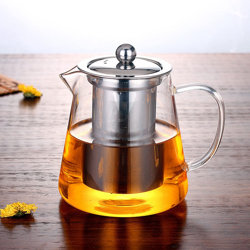 Heat Resistant Glass Kettle Teapot with Removable Stainless Steel Infuser Home Office Glass Teapot Brewing Tea Maker