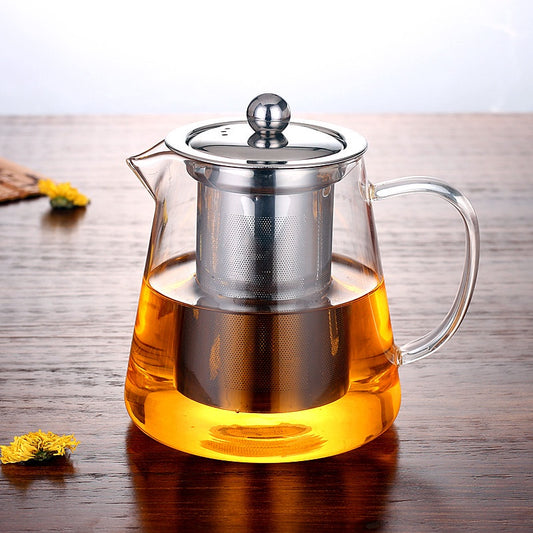 Heat Resistant Glass Kettle Teapot with Removable Stainless Steel Infuser Home Office  Glass Teapot Brewing Tea Maker