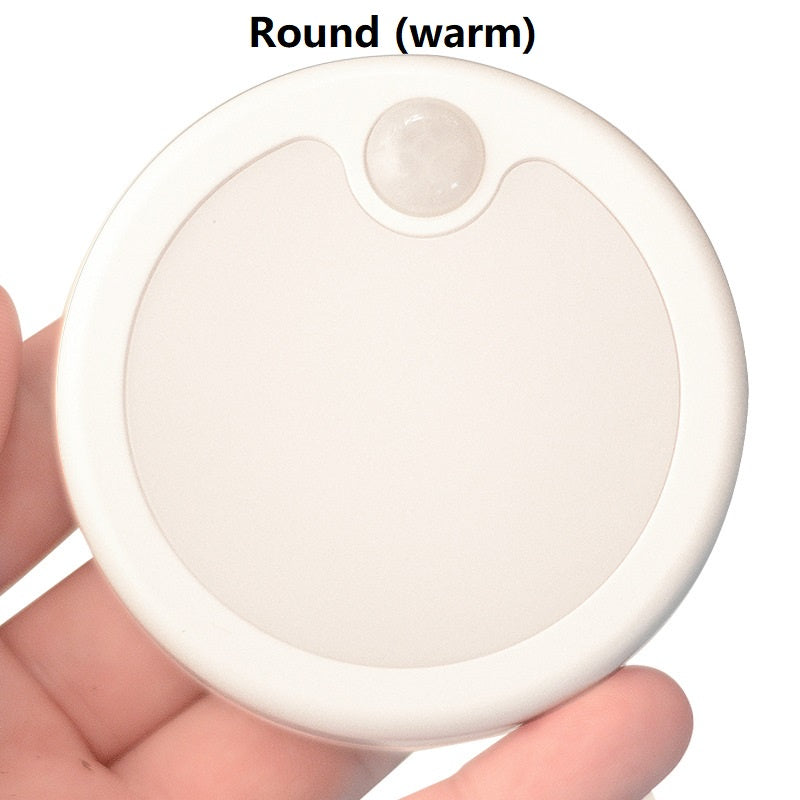 LED Motion Sensor Warm White Light Corridor Stairs Wardrobe Drawer Cabinet Auto On Off Wireless Lamp