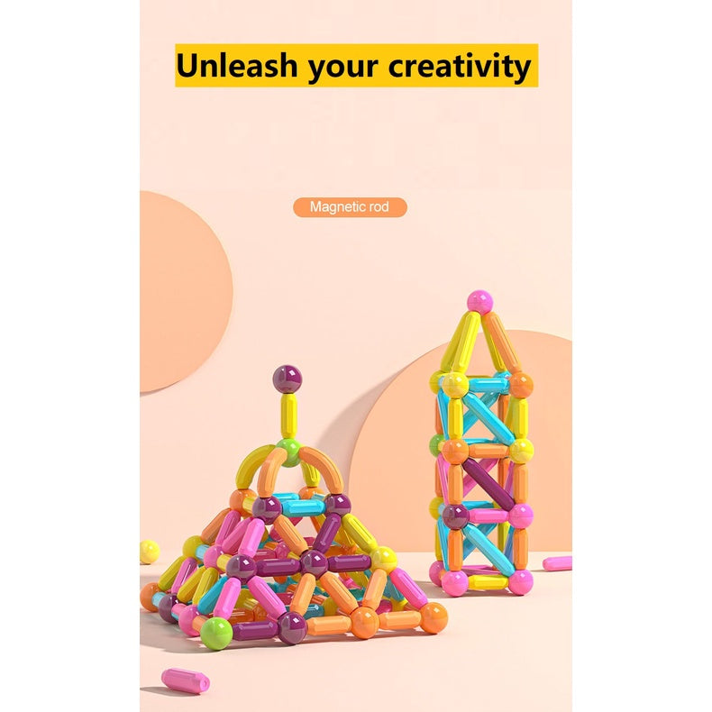 Magnetic Rods Set Building Blocks Sticks Magnet Puzzle Magnetic Sticks Construction Set STEM Educational Toy For Infants