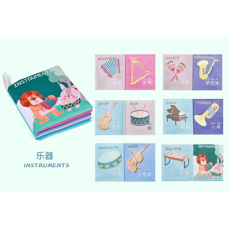 Children Chinese English Pinyin Bilingual Cloth Book Crinkle Sound Kids Storybook Educational Baby