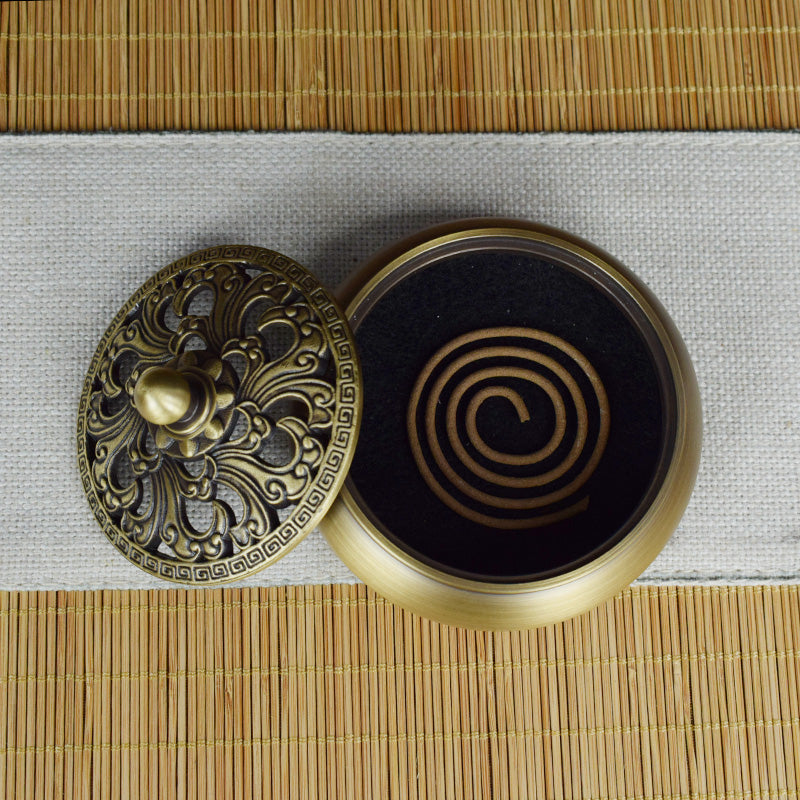Retro Three Foot Incense Holder Metal Brass Copper Coil Stand Incense Censer Relax Thurible Burner Coil Incense Burner