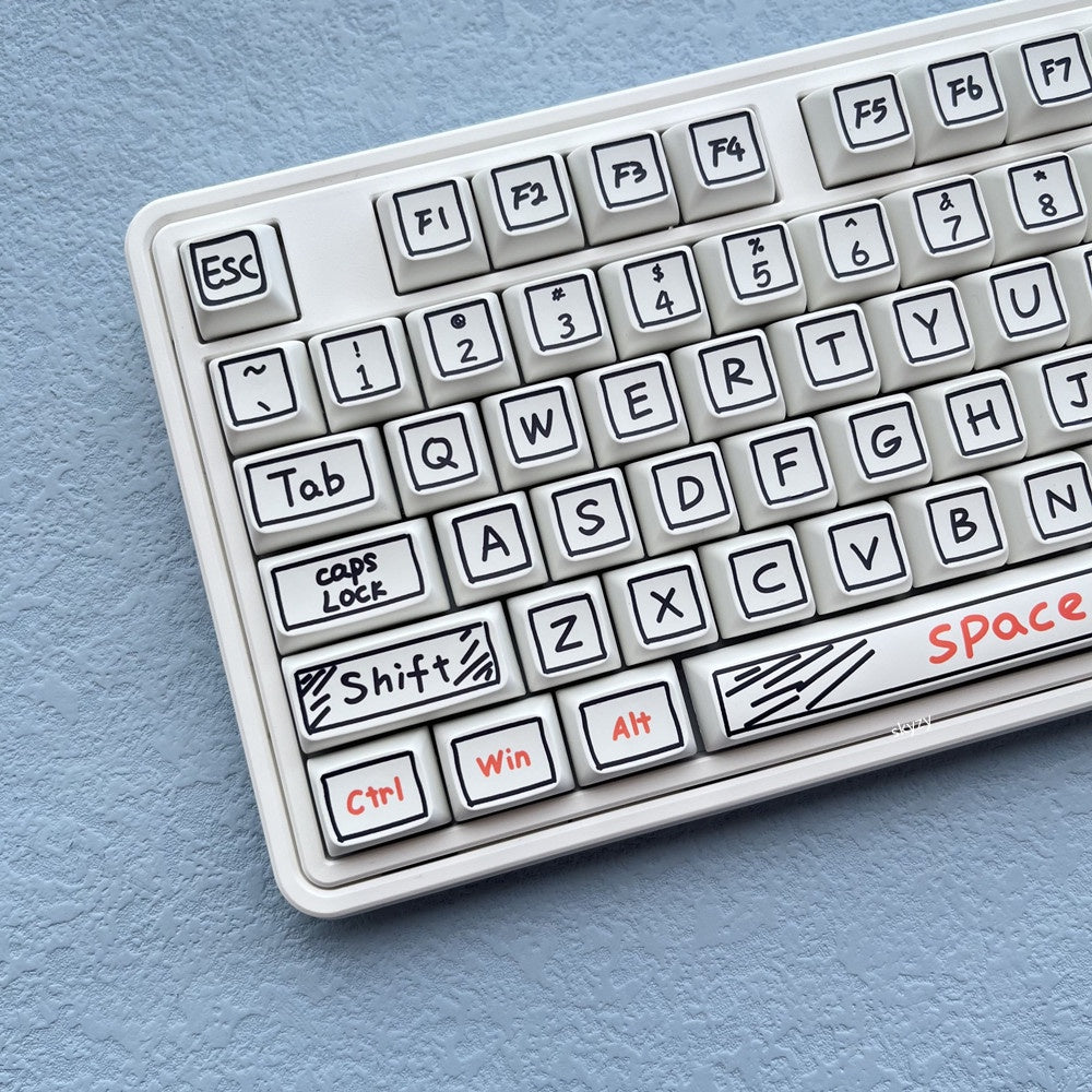 127 Keys Watercolor Pen Keycaps XDA Profile Graffiti Cartoon Anime PBT DYE SUB Mechanical Keyboard Keycap Set