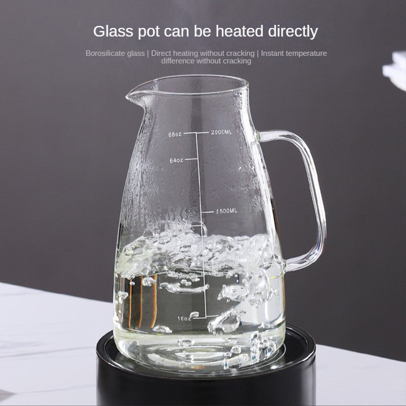 2L Large Capacity High Borosilicate Hydrochloric Acid Glass Jug Heat-resistant Glass Jug Juice Glass Jug Precision Scale With Stainless Steel Filter