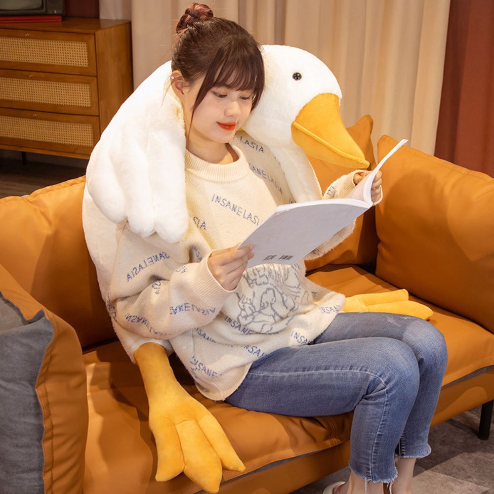 Super Soft Big White Goose Lying Down Pillow Plush Toy Duck Cute Big Goose Doll Pillow Bed Big Goose Stuffed Toys 90CM