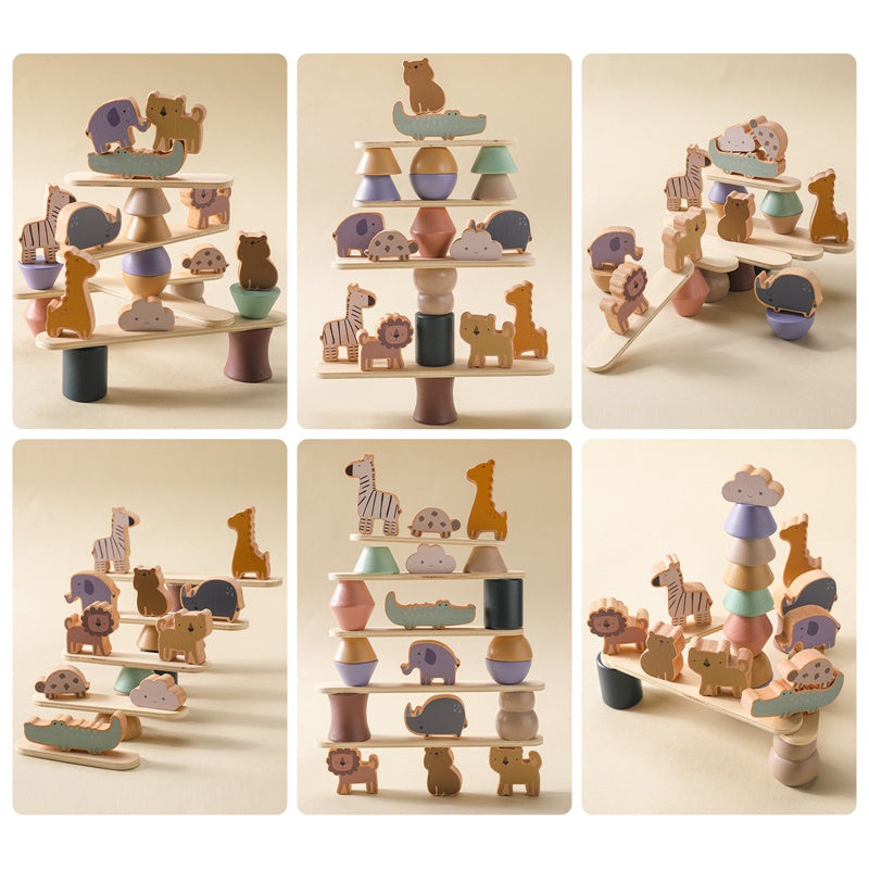 1Set Montessori Toys Busy Board Games Balancer For Children Learning Education Baby Memories Animal Shape Stacking Toys