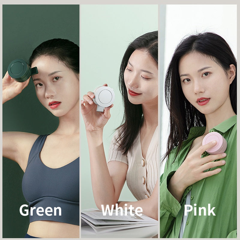 3 Colors Wearable USB Mini Fan Portable Mute Three Gears Wind Fans Adjustable Bladeless Clip-on Air Cooler 360 ° Adjust